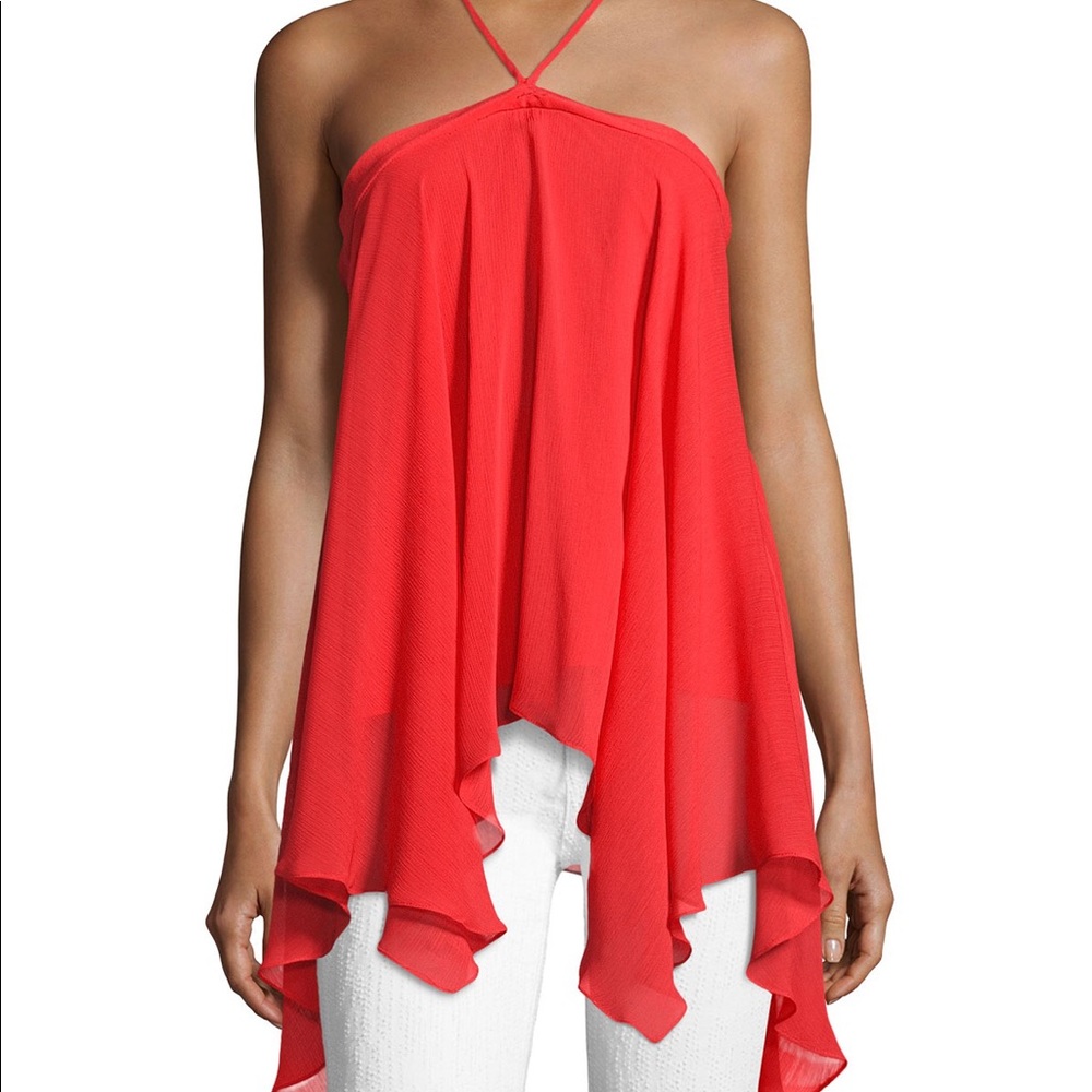 Alice + Olivia Tish Tie-Neck Handkerchief Top
